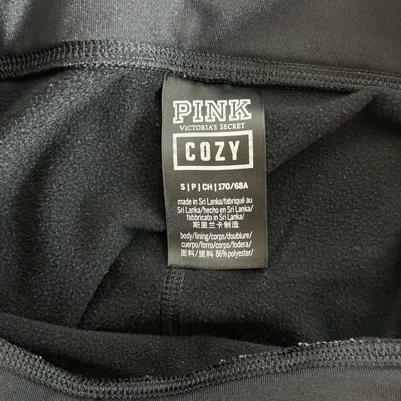 Victoria's Secret PINK Cozy Black Green With Pockets Stretch Ankle Leggings Sz S - Picture 5 of 8